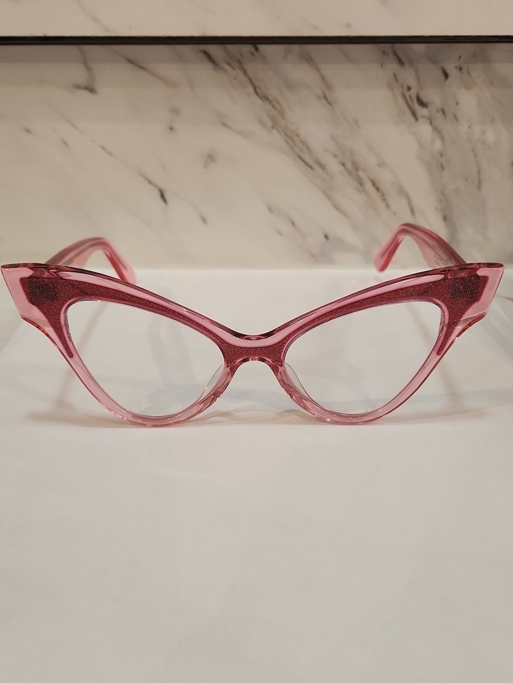 Pinup Rockabilly Glittery Pink Cateye Glasses Voogueme